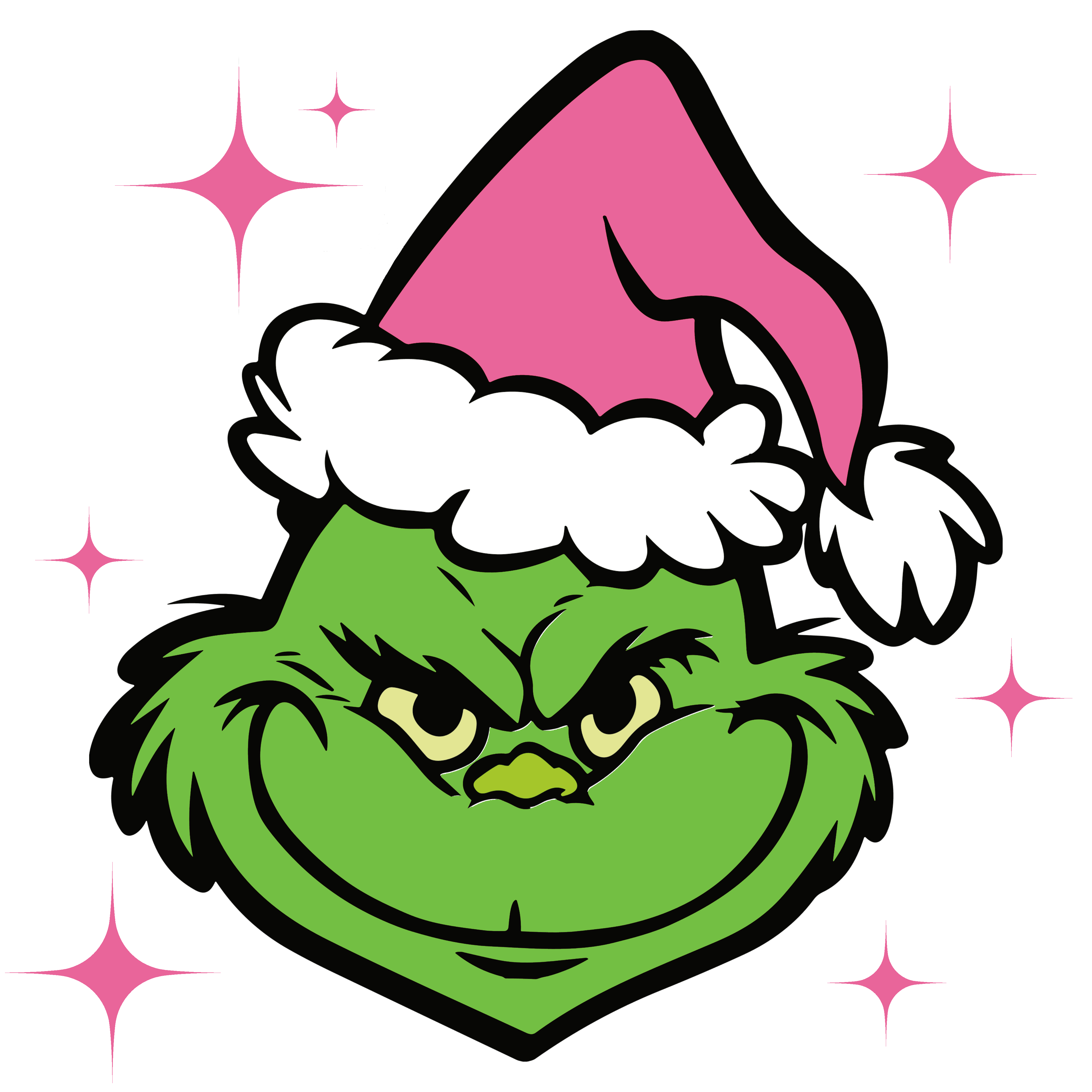 Grinch Face With Pink Hat Dtf Direct To Film Transfer Twisted Image Transfers