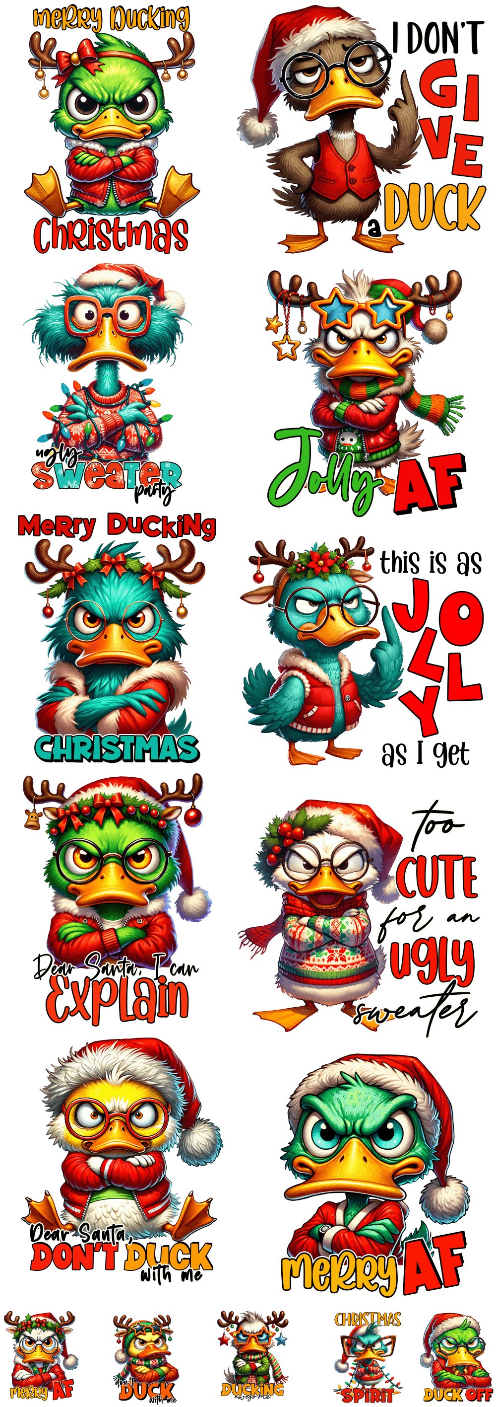 sarcastic-grumpy-christmas-duck-60-dtf-ready-to-ship-gang-sheet