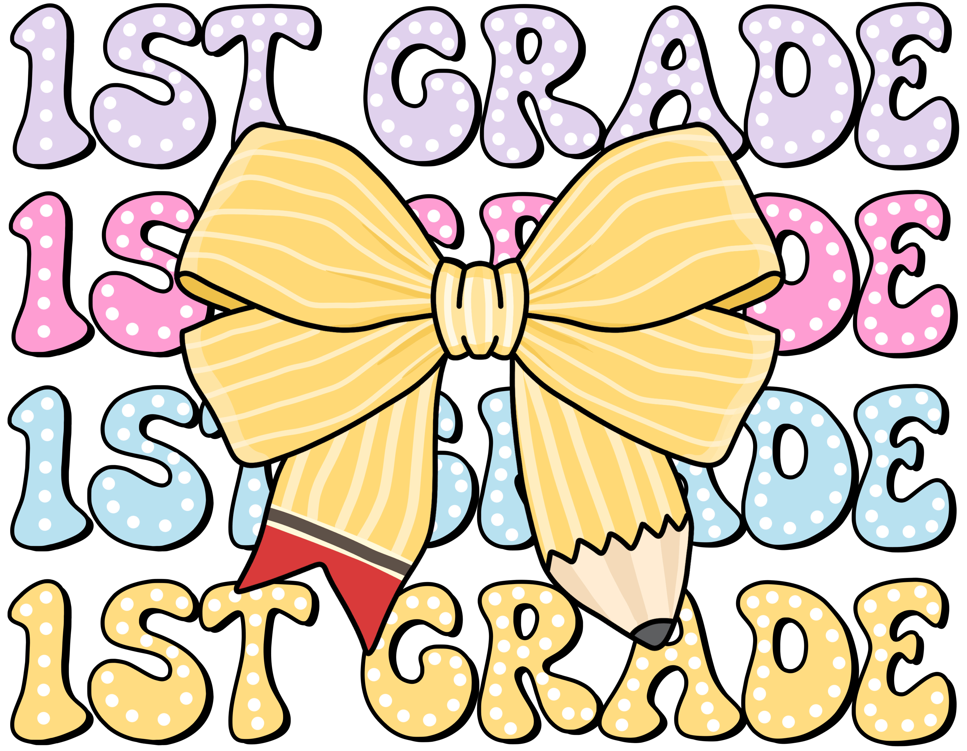 Stacked First Grade With Bow DTF (direct-to-film) Transfer – Twisted ...