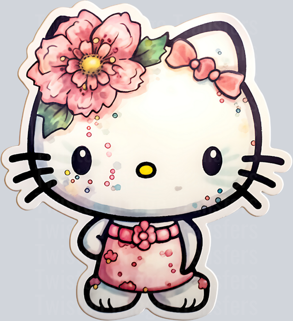 Hello Kitty in Pink Flower Bow DTF (direct-to-film) Transfer – Twisted ...