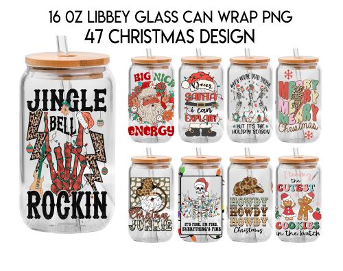 Christmas Skeleton-Christmas Junkie 16oz UV DTF Libby Cup Wrap