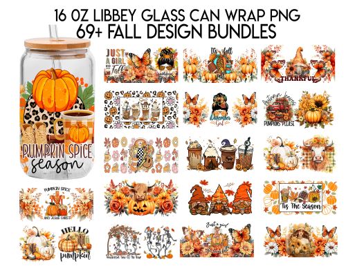 Happy Hallothanksmas- Ghost Halloween-Pumpkin Fall-Santa Claus Christmas 16oz UV DTF Libby Cup Wrap