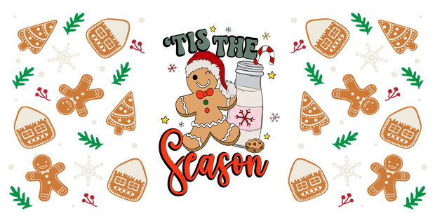 Tis The Season Christmas-Gingerbread Christmas 16oz UV DTF Libby Cup Wrap