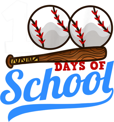 100 Days of School with Baseball DTF (direct-to-film) Transfer - Twisted Image Transfers