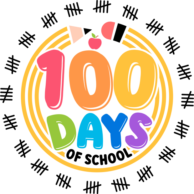 100 Days of School with Check Marks DTF (direct-to-film) Transfer - Twisted Image Transfers