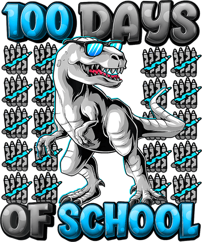 100 Days of School with Dinosaur DTF (direct-to-film) Transfer - Twisted Image Transfers