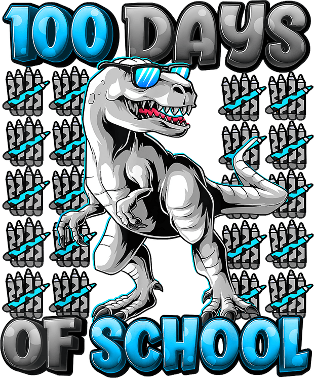 100 Days of School with Dinosaur DTF (direct-to-film) Transfer - Twisted Image Transfers