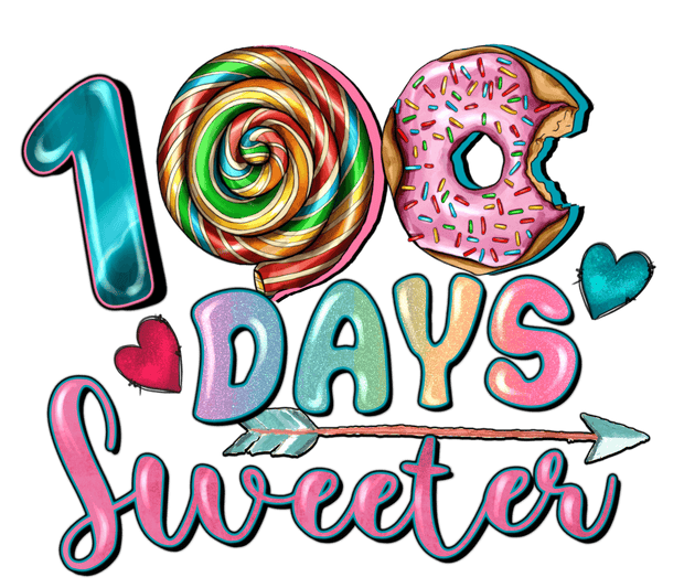 100 Days Sweeter School Celebration DTF (direct-to-film) Transfer - Twisted Image Transfers