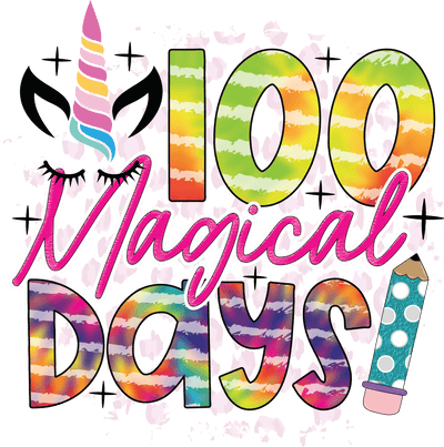 100 Magical Days of School with Unicorn DTF (direct-to-film) Transfer - Twisted Image Transfers