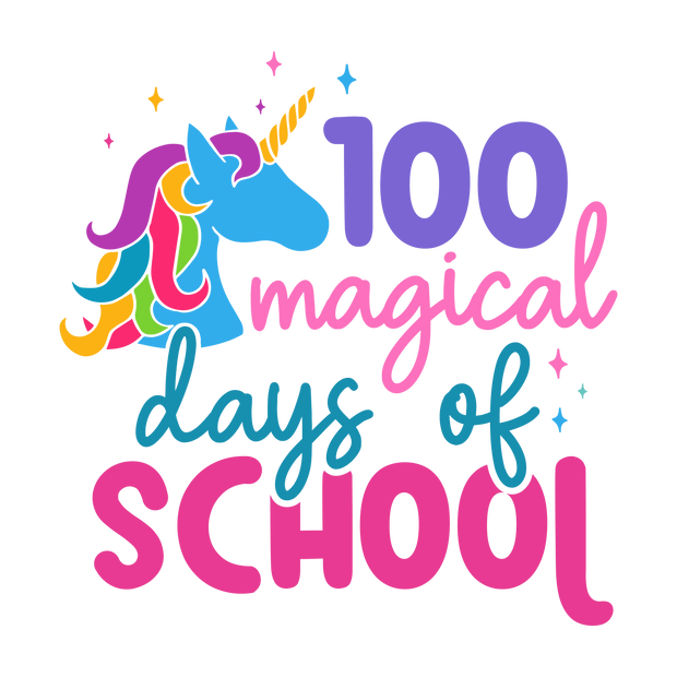 100 Days of School Magical Unicorn DTF (direct-to-film) Transfer