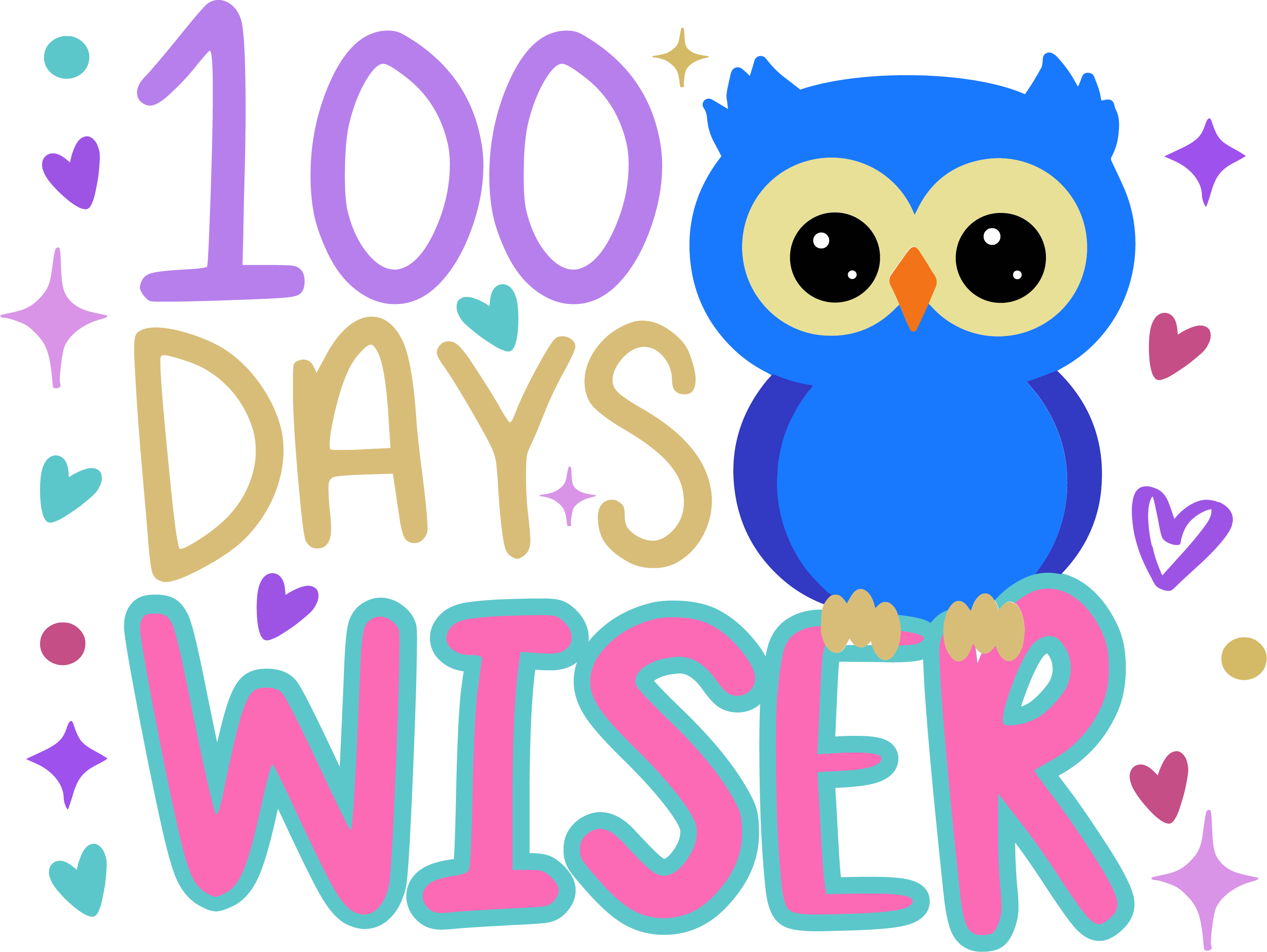 100 Days of School Owl Wiser DTF (direct-to-film) Transfer – Twisted ...