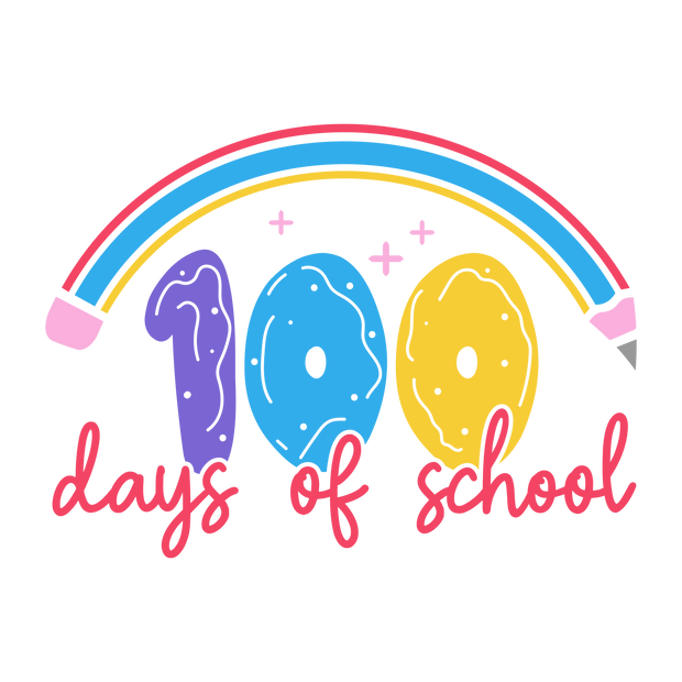 100 Days of School Rainbow Pencil DTF (direct-to-film) Transfer