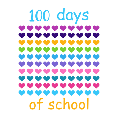 100 Days of School Rows of Hearts DTF (direct-to-film) Transfer