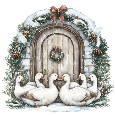 12 Days of Christmas Swans by the Door DTF (direct-to-film) Transfer