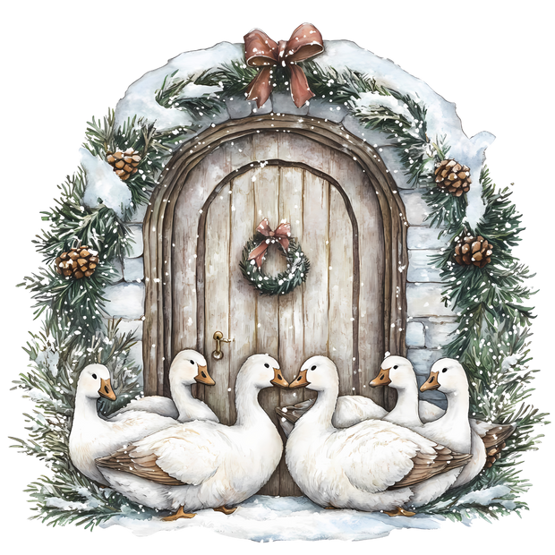 12 Days of Christmas Swans by the Door DTF (direct-to-film) Transfer