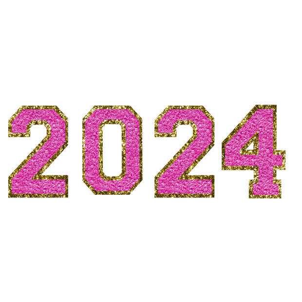 2024 Chenille Pink and Gold DTF (direct-to-film) Transfer