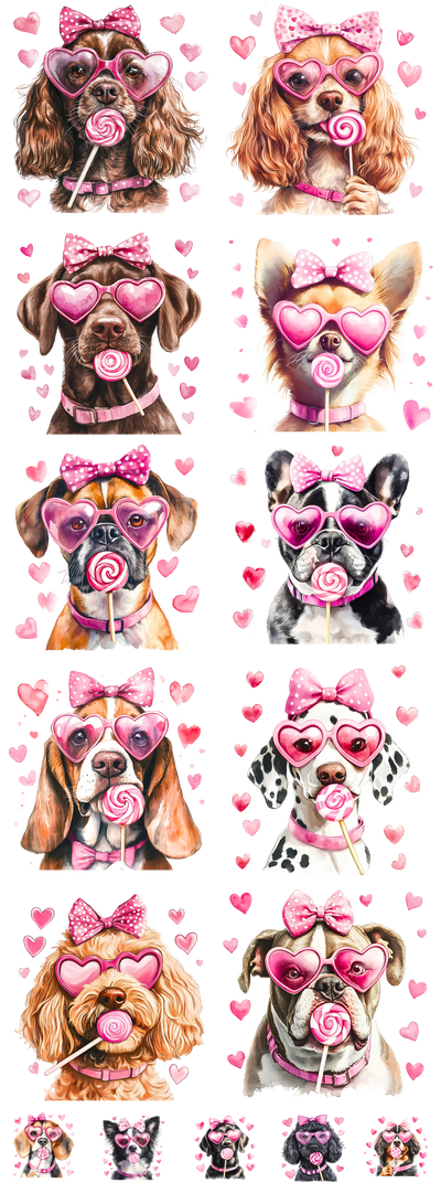 #2 Valentine's Day Dogs 60" DTF Ready to Ship Gang Sheet