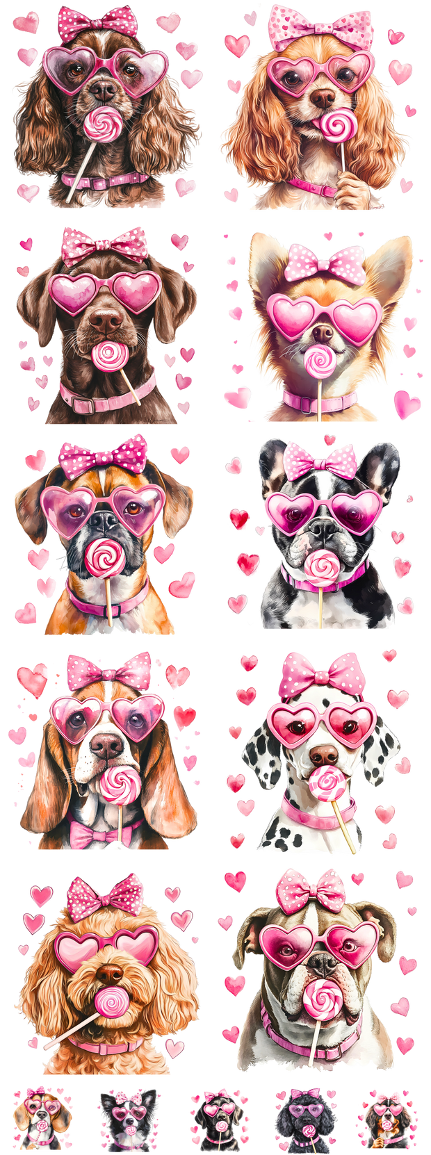 #2 Valentine's Day Dogs 60" DTF Ready to Ship Gang Sheet