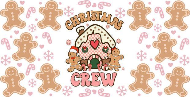 Gingerbread Christmas Crew Cookie 16oz UV DTF Libby Cup Wrap