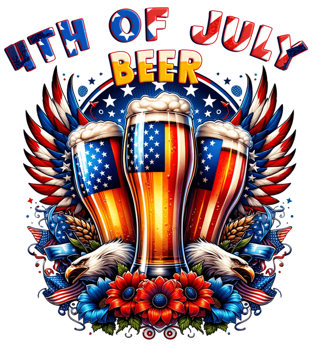 4th of July Beer Glasses DTF (direct-to-film) Transfer