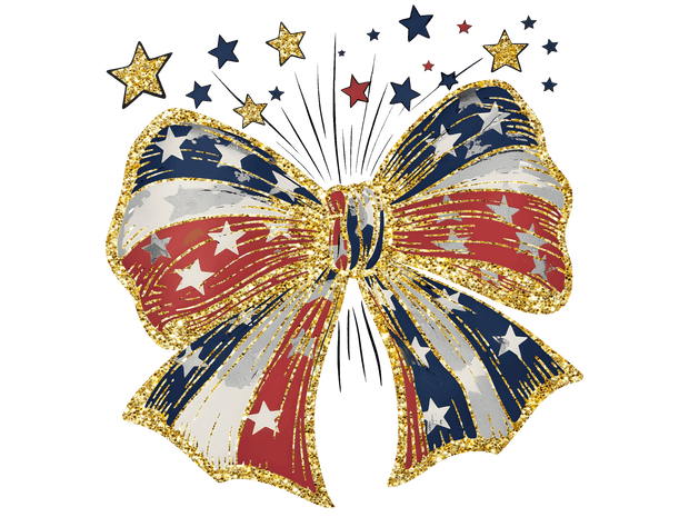 4th of July Gold Trimmed Bow DTF (direct-to-film) Transfer