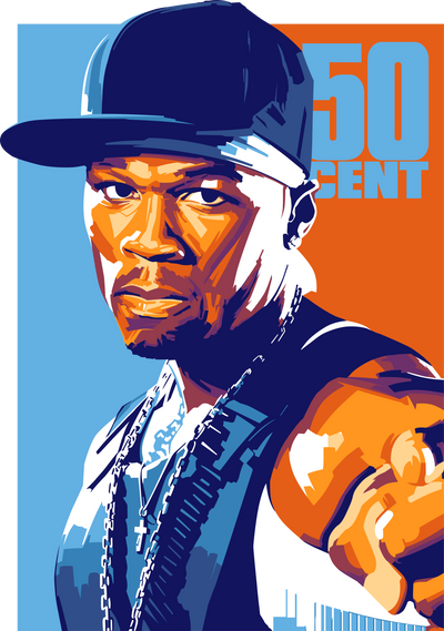 50 Cent Pointing & Cross Charm DTF (direct-to-film) Transfer