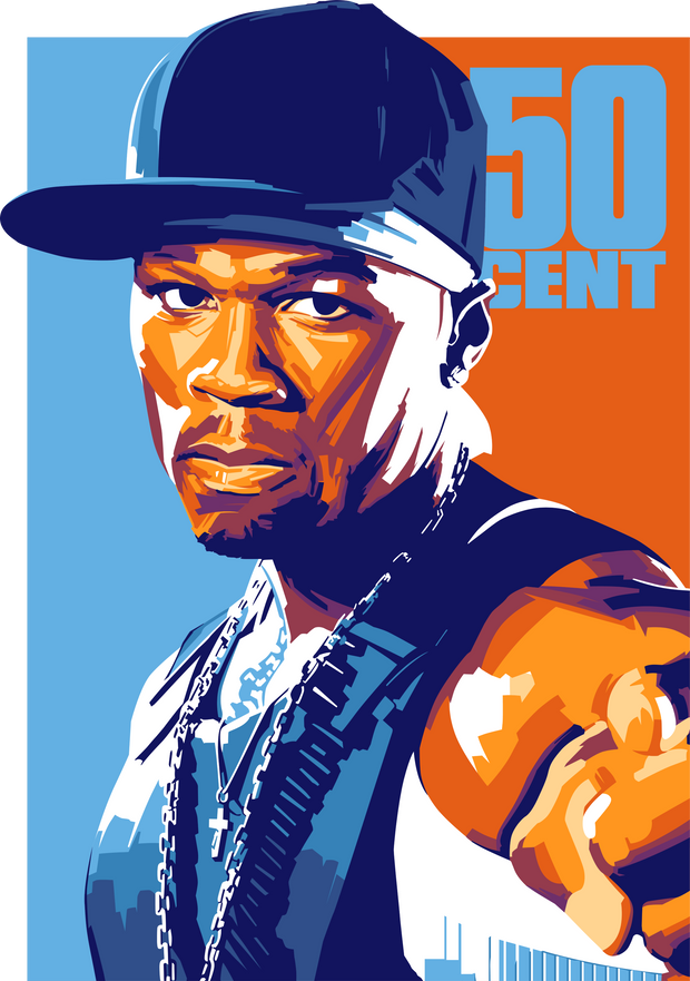 50 Cent Pointing & Cross Charm DTF (direct-to-film) Transfer