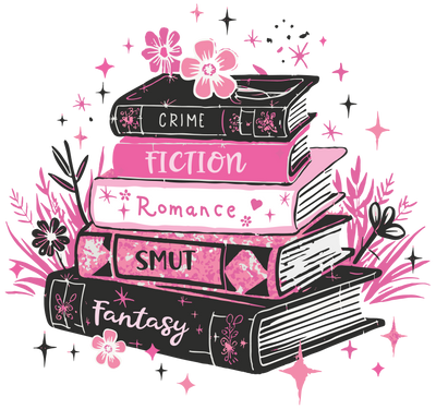 5 Books Stacked Pink & Black DTF (direct-to-film) Transfer