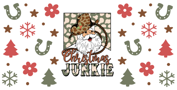 Santa Claus Christmas Junkie-Howdy Christmas-Cowboy Christmas 16oz UV DTF Libby Cup Wrap