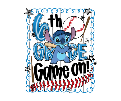 6th Grade Game on Baseball & Stars DTF (direct-to-film) Transfer
