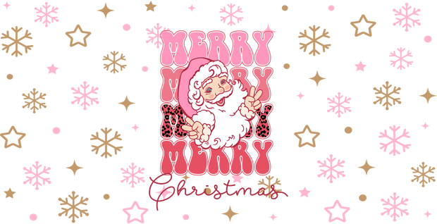 8-Merry Christmas Santa-Retro Christmas  16oz UV DTF Libby Cup Wrap