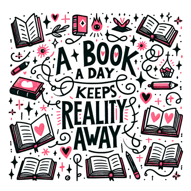 A Book a Day in Pink DTF (direct-to-film) Transfer