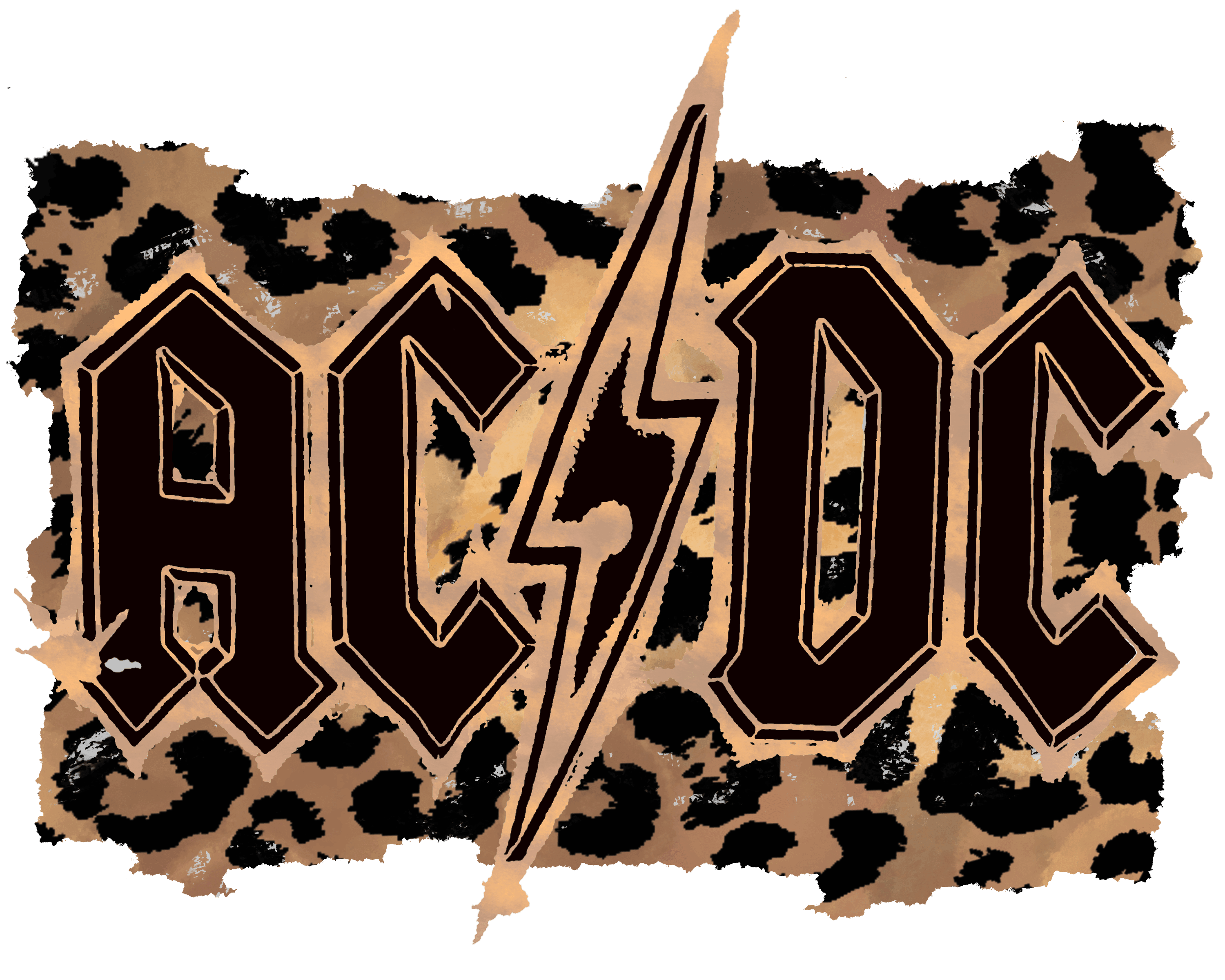ACDC with Leopard Print DTF (direct-to-film) Transfer – Twisted Image ...