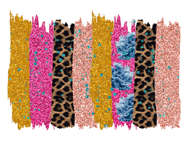 Abstract Design In Yellow Pink And Leopard Print DTF (direct-to-film) Transfer