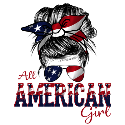 All American Girl Hair Bun DTF (direct-to-film) Transfer