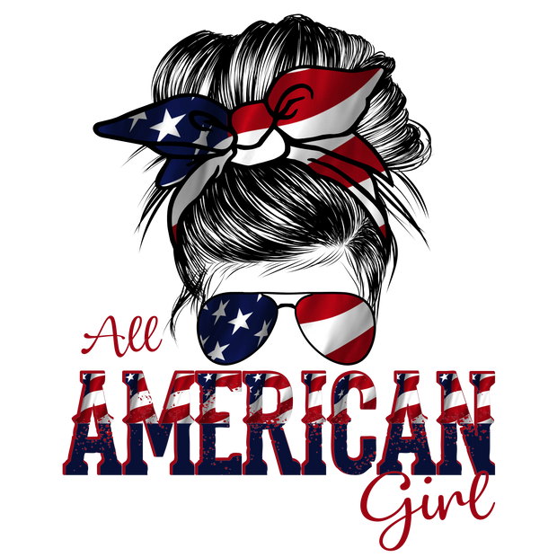 All American Girl Hair Bun DTF (direct-to-film) Transfer