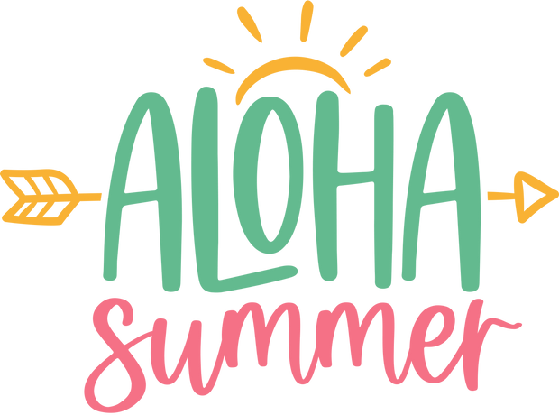 Aloha Summer in Green and Pink Font DTF (direct-to-film) Transfer