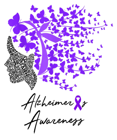 Alzheimer's Awareness with Purple Butterflies DTF (direct-to-film) Transfer