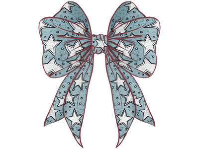 America Bow with White Stars DTF (direct-to-film) Transfer