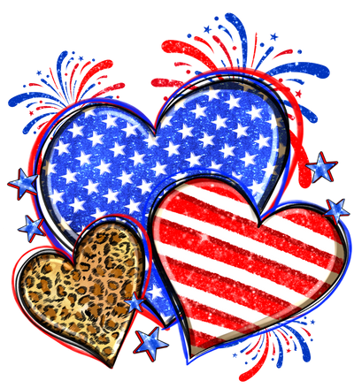 American Flag Neon Hearts DTF (direct-to-film) Transfer