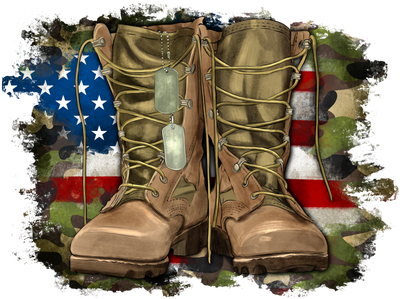 American Flag with Army Boots DTF (direct to film) Transfer