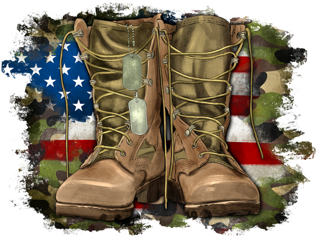 American Flag with Army Boots DTF (direct to film) Transfer