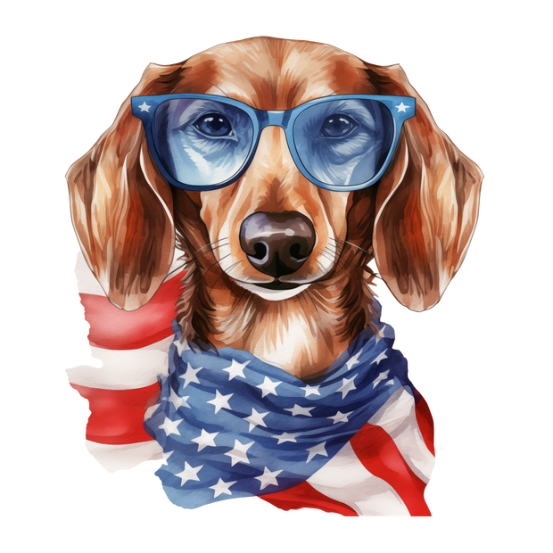 American Patriot Dachshund DTF (direct-to-film) Transfer