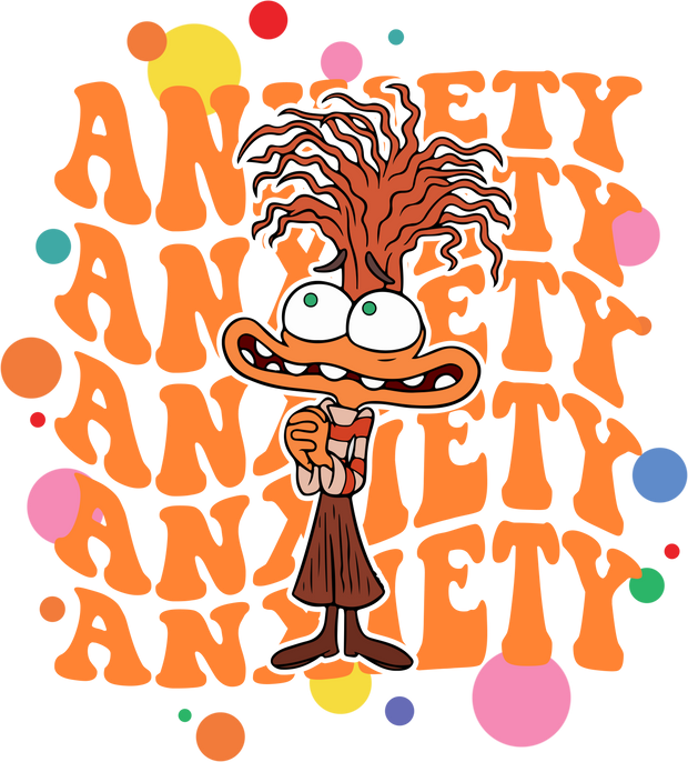 Anxiety Stacked Orange Font Mental Health DTF (direct to film) Transfer