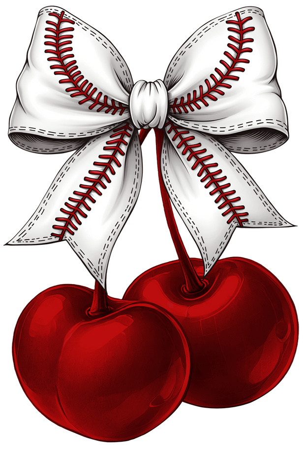 Apples with Baseball Bow DTF (direct-to-film) Transfer
