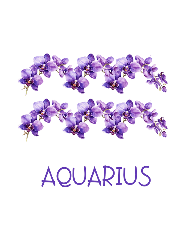 Aquarius Purple Flowers DTF (direct-to-film) Transfer