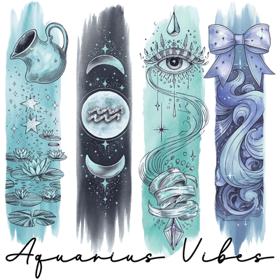 Aquarius Vibes 4 Brush Strokes DTF (direct-to-film) Transfer