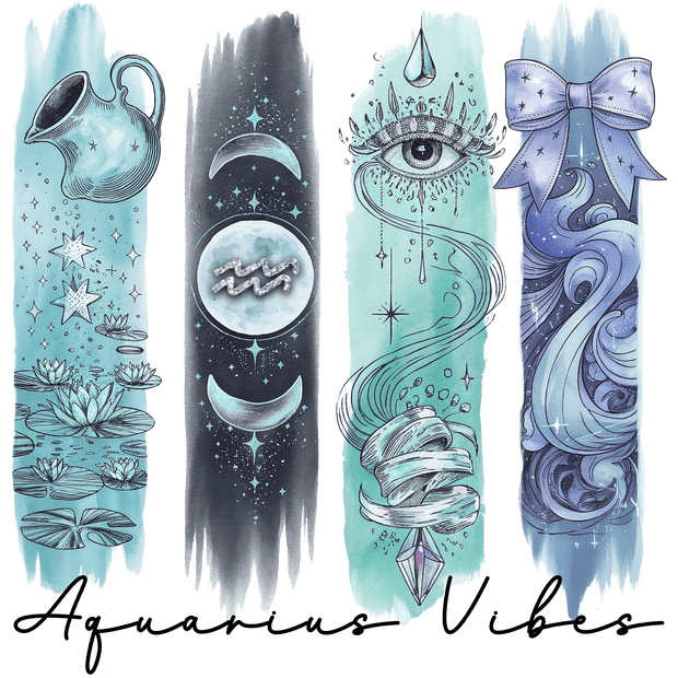 Aquarius Vibes 4 Brush Strokes DTF (direct-to-film) Transfer