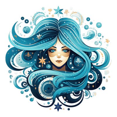 Aquarius Woman & Blue Eyes Zodiac DTF (direct-to-film) Transfer