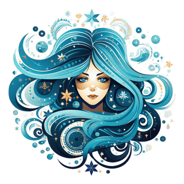 Aquarius Woman & Blue Eyes Zodiac DTF (direct-to-film) Transfer